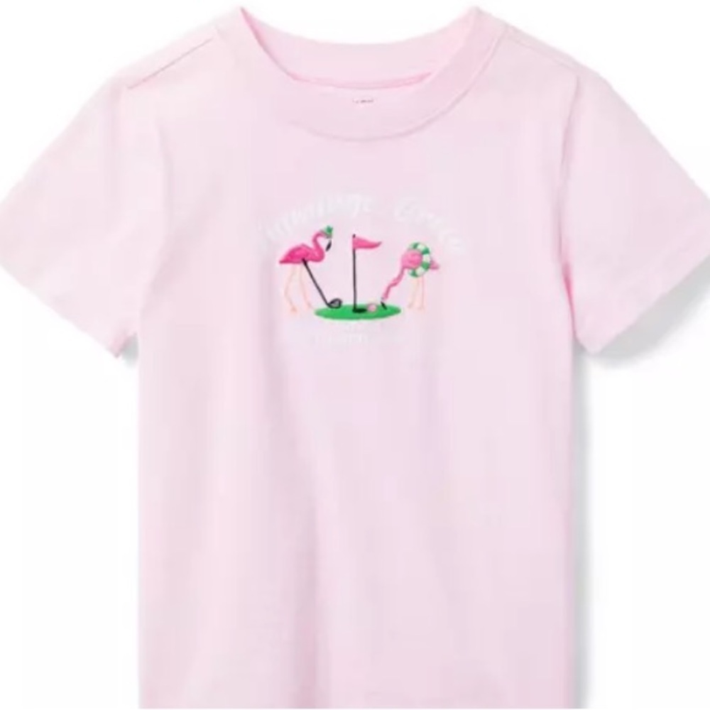 New! EMBROIDERED FLAMINGO GOLF Short Sleeve Tee